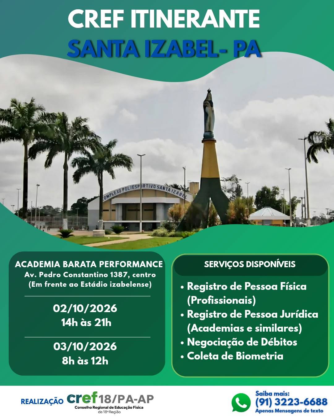 Itinerante Santa Izabel <!-- wp:image {"id":13443,"sizeSlug":"large","linkDestination":"media"} -->
<figure class="wp-block-image size-large"><a href="https://www.cref18.org.br/wp-content/uploads/2026/10/iti-santa.jpeg"><img src="https://www.cref18.org.br/wp-content/uploads/2026/10/iti-santa-819x1024.jpeg" alt="" class="wp-image-13443"/></a></figure>
<!-- /wp:image -->