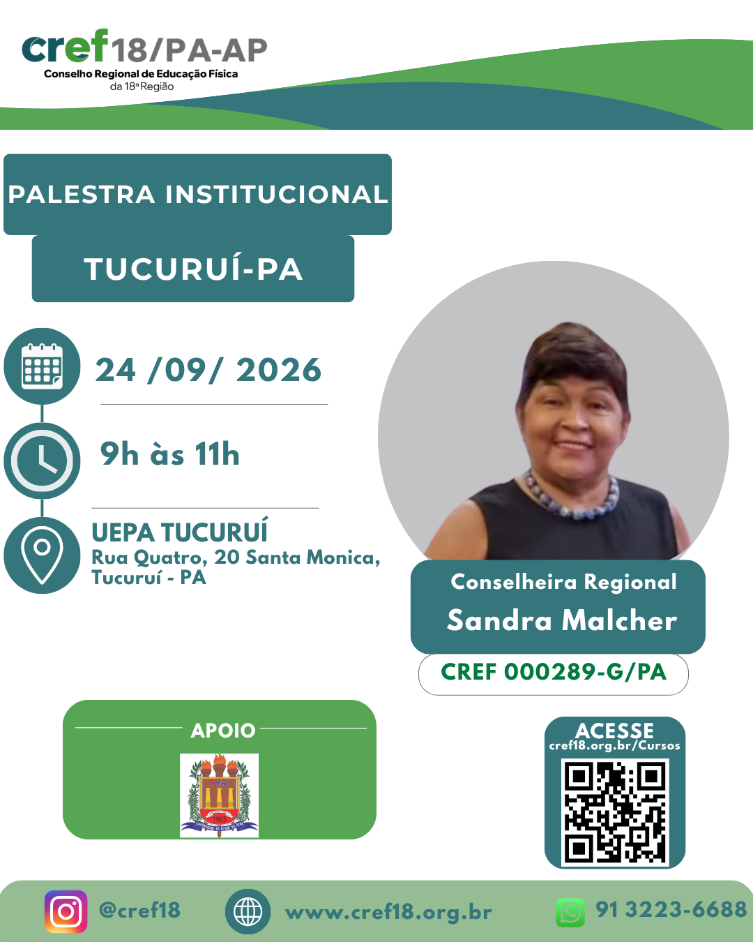 <!-- wp:paragraph -->
<p>Inscreva-se: <a href="https://servicos.cref18.org.br/Cursos/index2/324">https://servicos.cref18.org.br/Cursos/index2/324</a></p>
<!-- /wp:paragraph -->

<!-- wp:image {"id":13360,"sizeSlug":"large","linkDestination":"media"} -->
<figure class="wp-block-image size-large"><a href="https://www.cref18.org.br/wp-content/uploads/2026/09/palestra-tucurui-3.png"><img src="https://www.cref18.org.br/wp-content/uploads/2026/09/palestra-tucurui-3-819x1024.png" alt="" class="wp-image-13360"/></a></figure>
<!-- /wp:image -->
