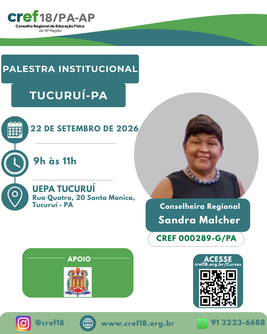 <!-- wp:paragraph -->
<p>Inscreva-se: <a href="https://servicos.cref18.org.br/Cursos/index2/324">https://servicos.cref18.org.br/Cursos/index2/324</a></p>
<!-- /wp:paragraph -->

<!-- wp:image {"id":13354,"sizeSlug":"large","linkDestination":"media"} -->
<figure class="wp-block-image size-large"><a href="https://www.cref18.org.br/wp-content/uploads/2026/09/palestra-tucurui-2.png"><img src="https://www.cref18.org.br/wp-content/uploads/2026/09/palestra-tucurui-2-819x1024.png" alt="" class="wp-image-13354"/></a></figure>
<!-- /wp:image -->